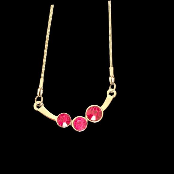 Paparazzi Jewelry Silver Tone Necklace & Earrings with Pink Rhinestones - Picture 2 of 7